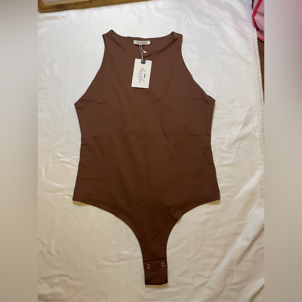 NWT ReoRia size large brown bodysuit